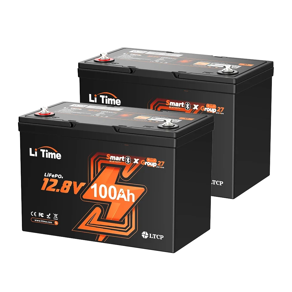 LiTime 12V 100Ah Group 27 Bluetooth LiFePO4 Lithium Deep Cycle Battery