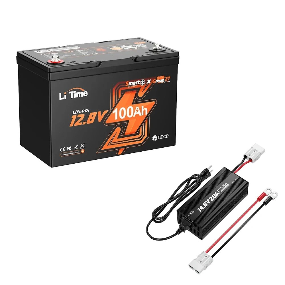 LiTime 12V 100Ah Group 27 Bluetooth LiFePO4 Lithium Deep Cycle Battery