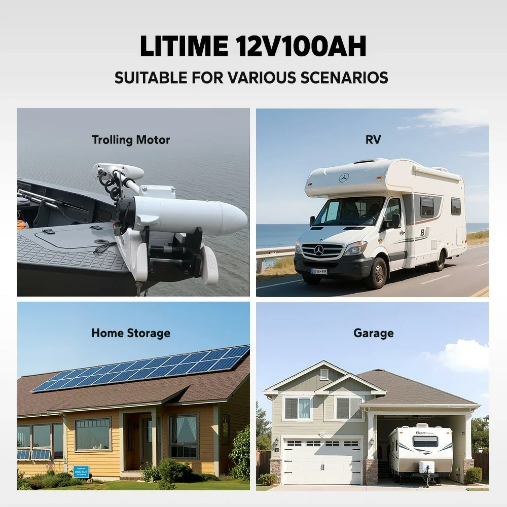 LiTime 12V 100Ah Group 24 Bluetooth LiFePO4 Lithium Deep Cycle Battery