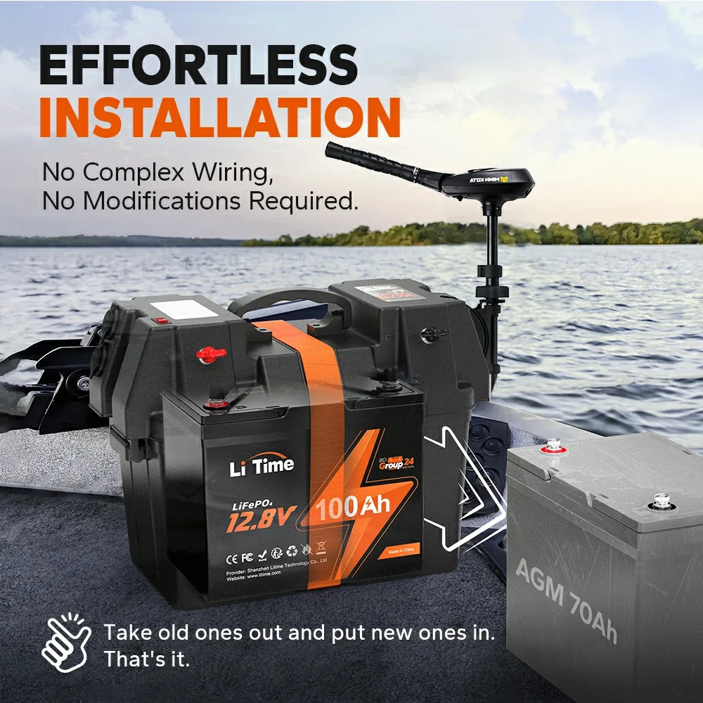 LiTime 12V 100Ah Group 24 Deep Cycle LiFePO4 Lithium Battery
