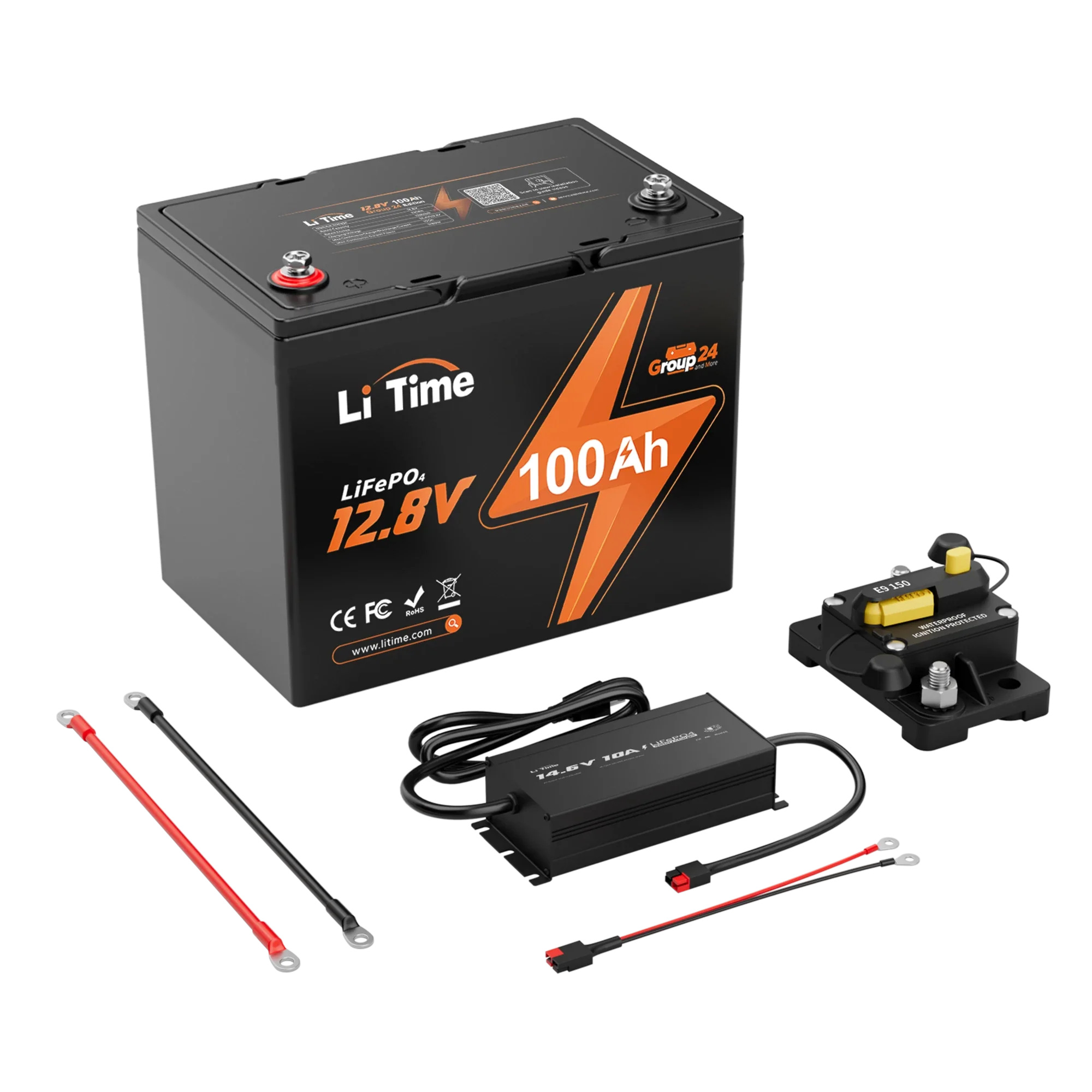 LiTime 12V 100Ah Group 24 Deep Cycle LiFePO4 Lithium Battery