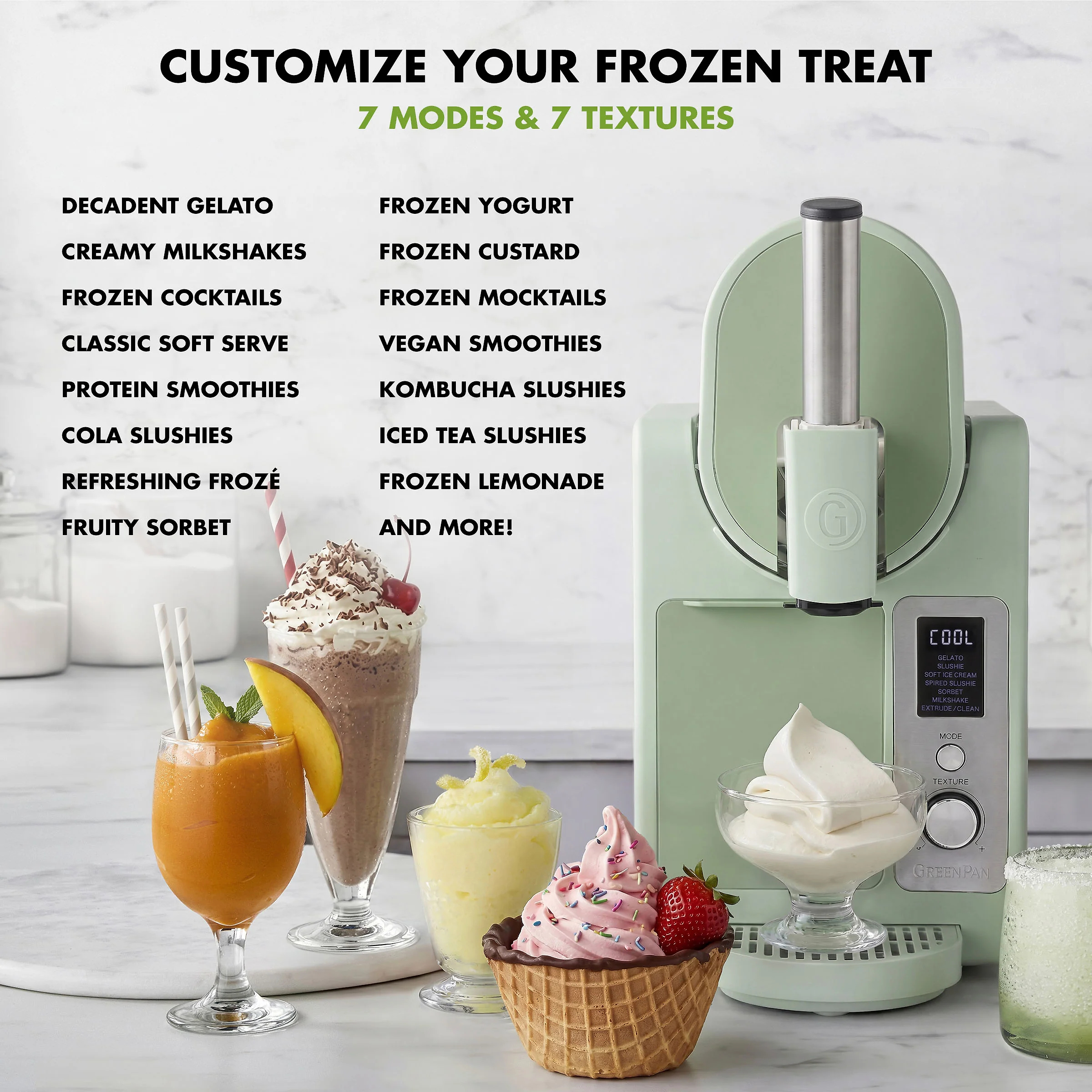 Frost Pro 16-in-1 Ice Cream. Gelato & Frozen Drink Maker | Pistachio
