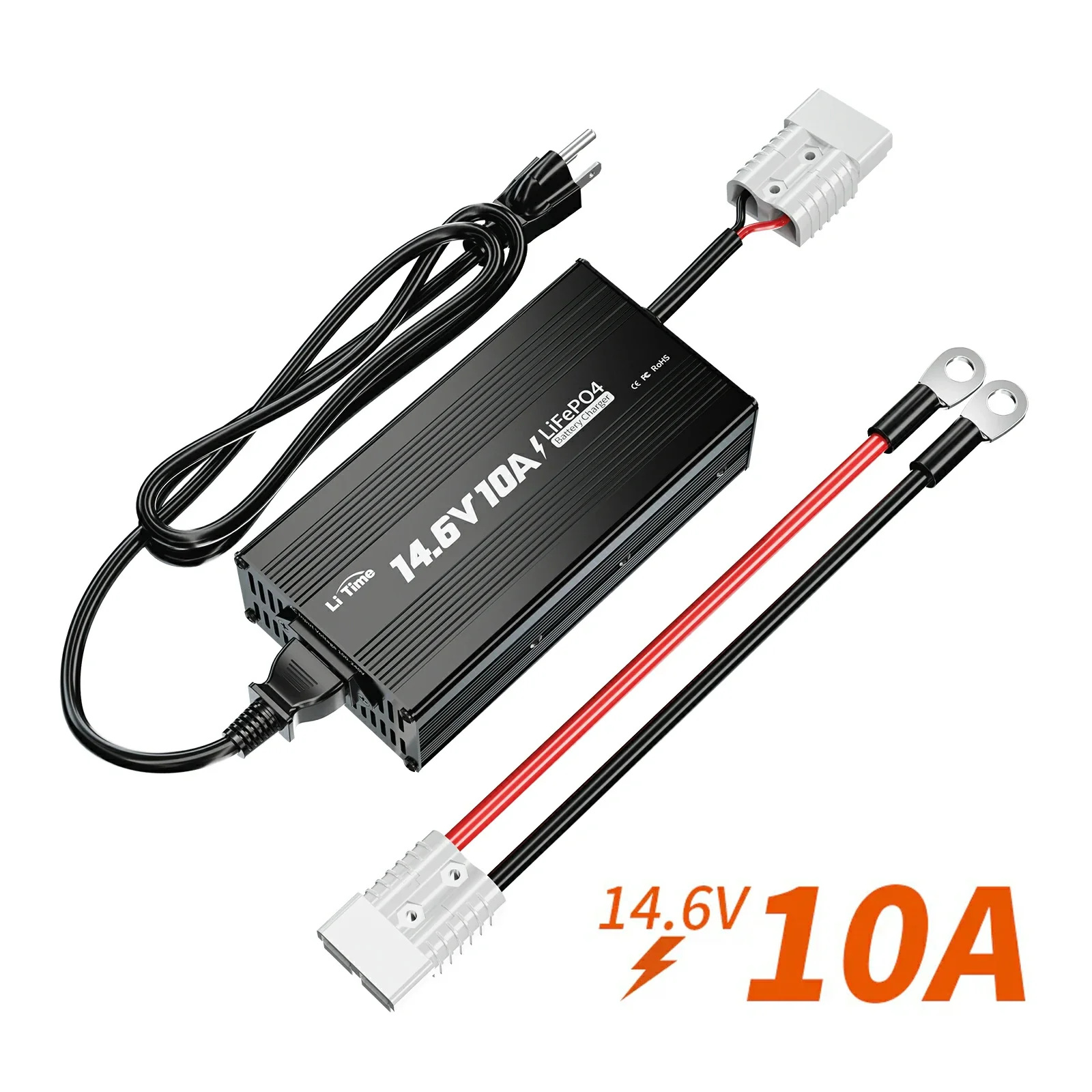LiTime 12V (14.6V) 10A LiFePO4 Battery Charger Rechargeable Batteries of Car. Truck. Boat. RV