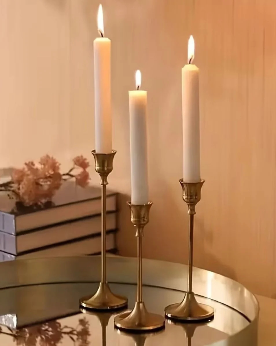 Antique Brass Effect Taper Candlestick Home Decor Glenbrookhome