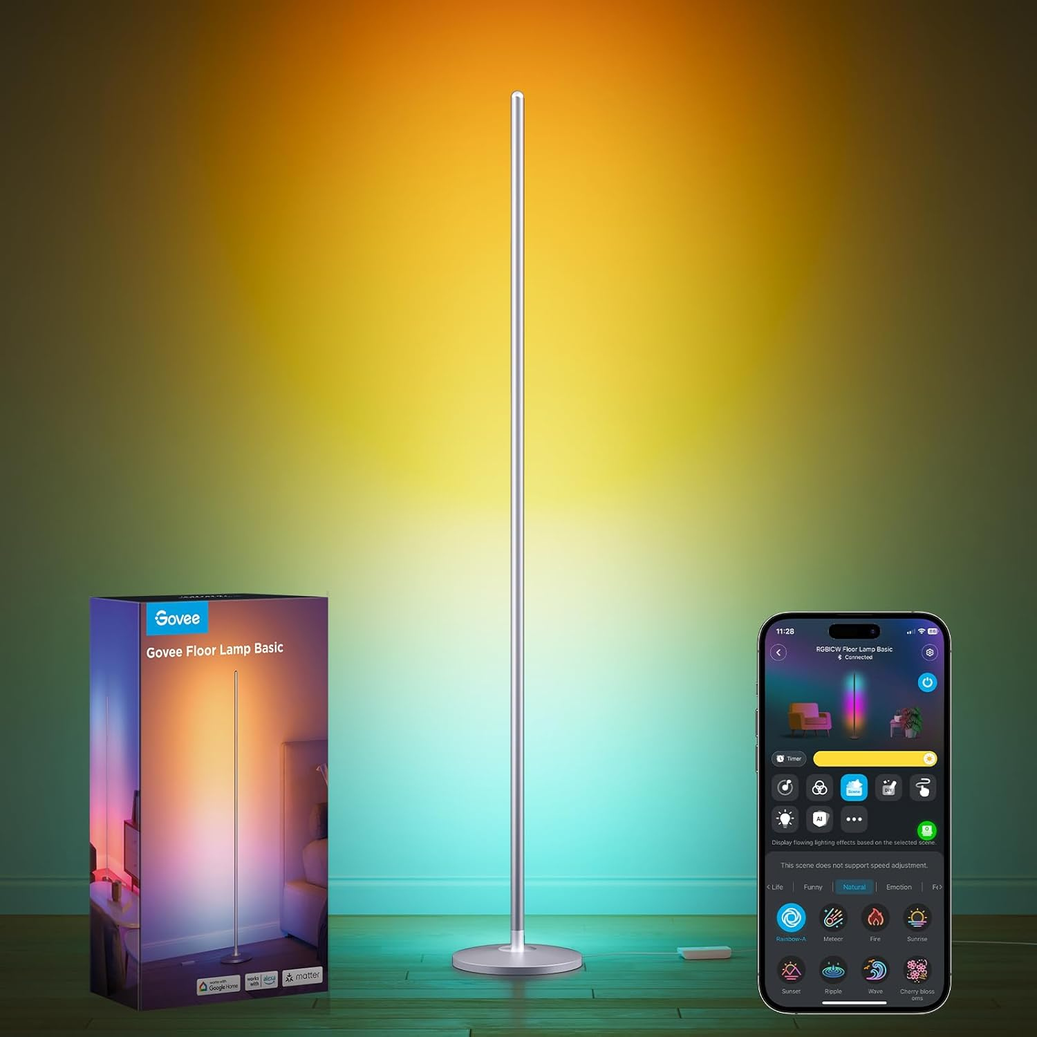 Govee RGBIC Floor Lamp. 1000lm LED Corner Lamp | Works with Alexa. Smart Modern Floor Lamp with Music Sync and Color Changing Standing Lamp for Bedroom Living Room Silver - Amazon.com