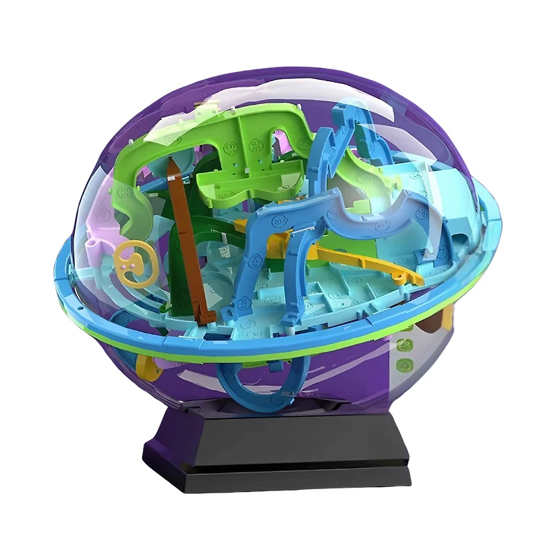 3D Labyrinth Puzzle Ball with Numbered Pathways and Four Difficulty Levels