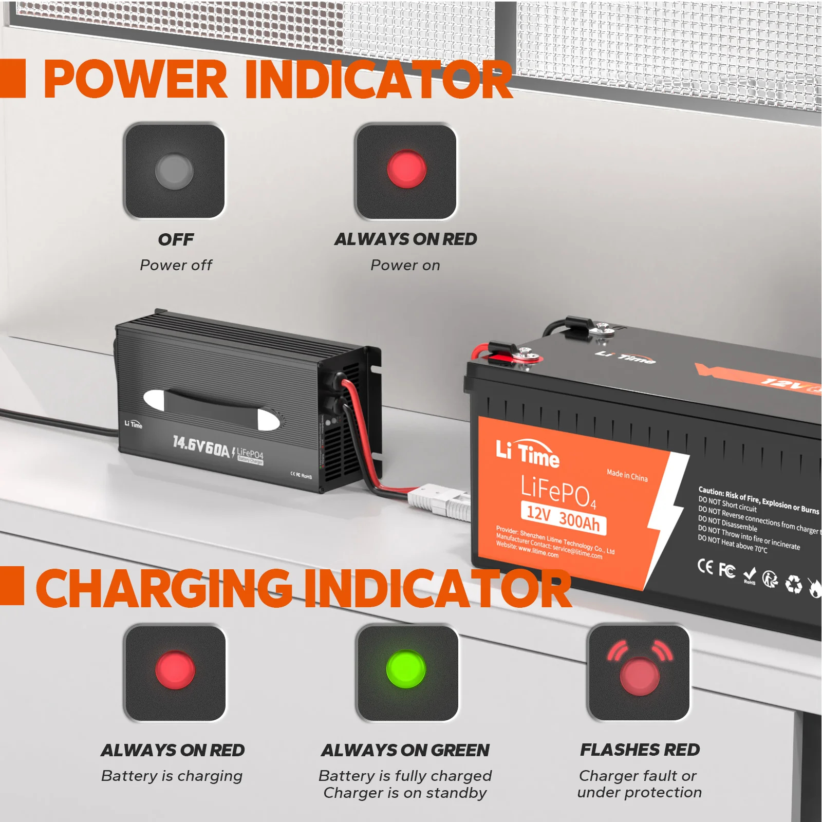 LiTime 12V (14.6V) 60A LiFePO4 Lithium Battery Charger