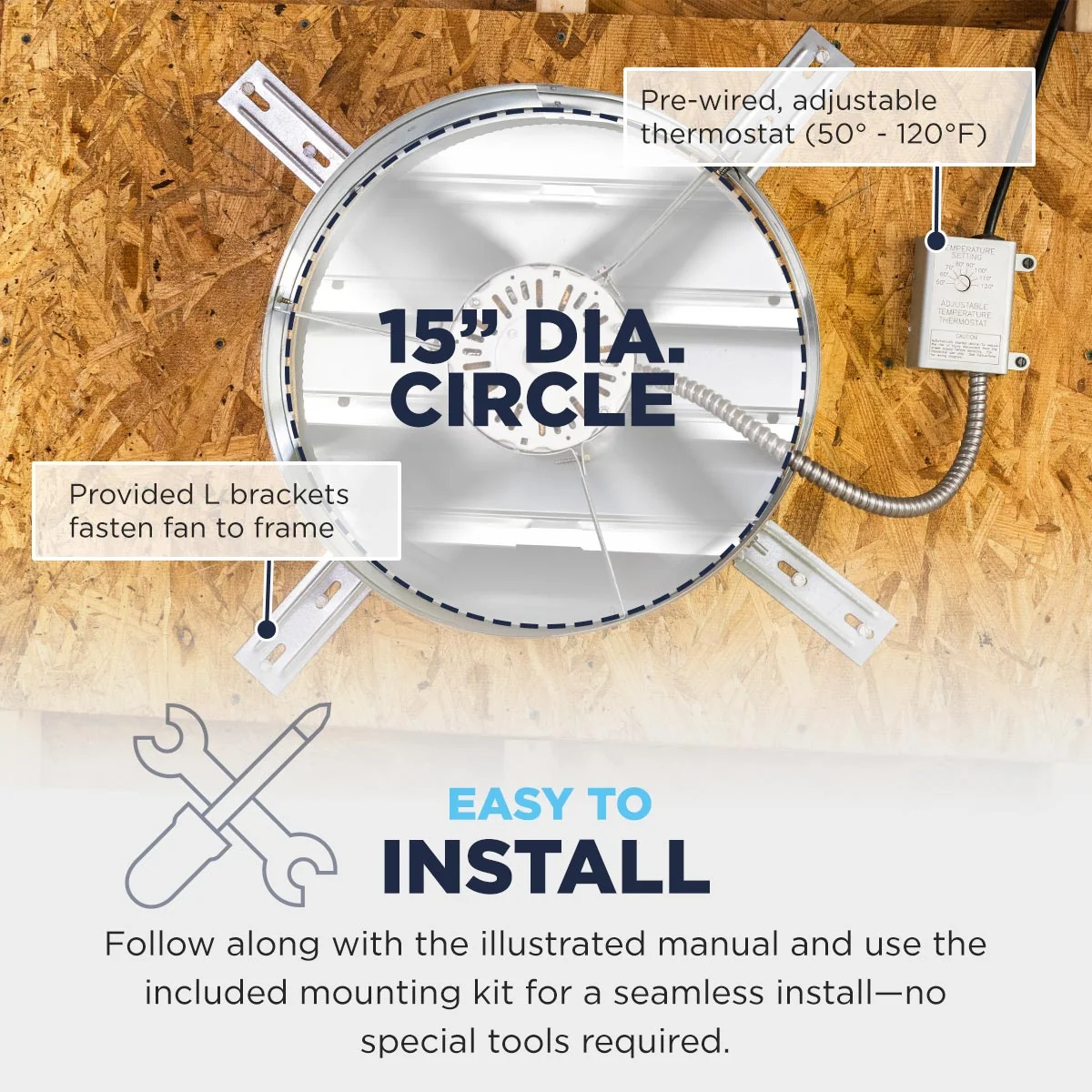 1.650 CFM Gable Mount Power Attic Ventilator