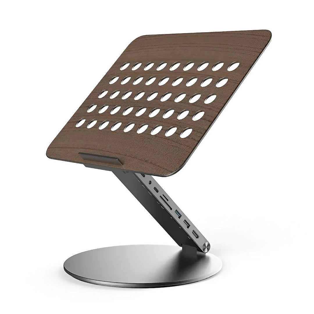 Adjustable Rotating USB C Docking Station Laptop Stand with Multiple Ports for Enhanced Productivity