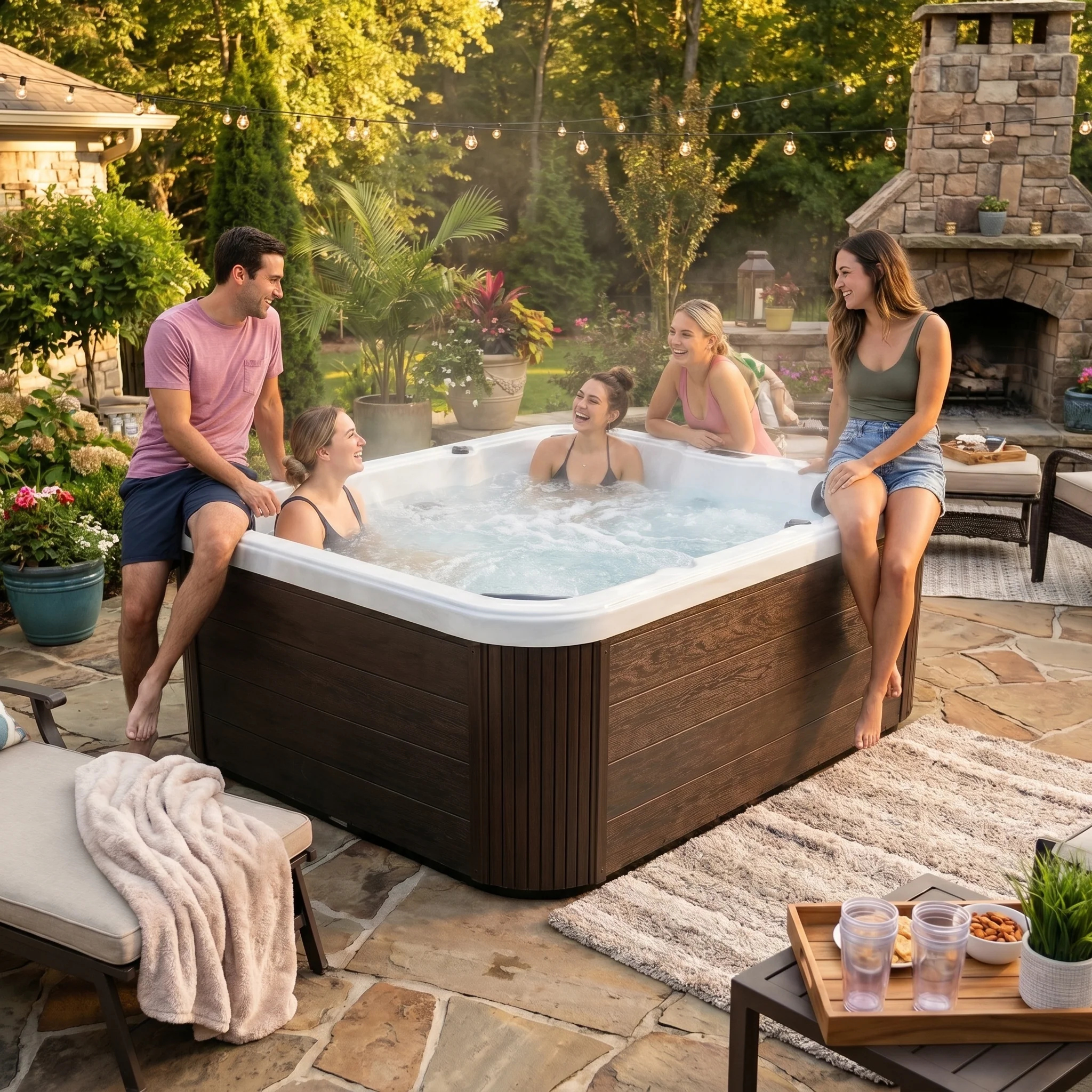 EZLIFE 4 Person Acrylic Hot Tub