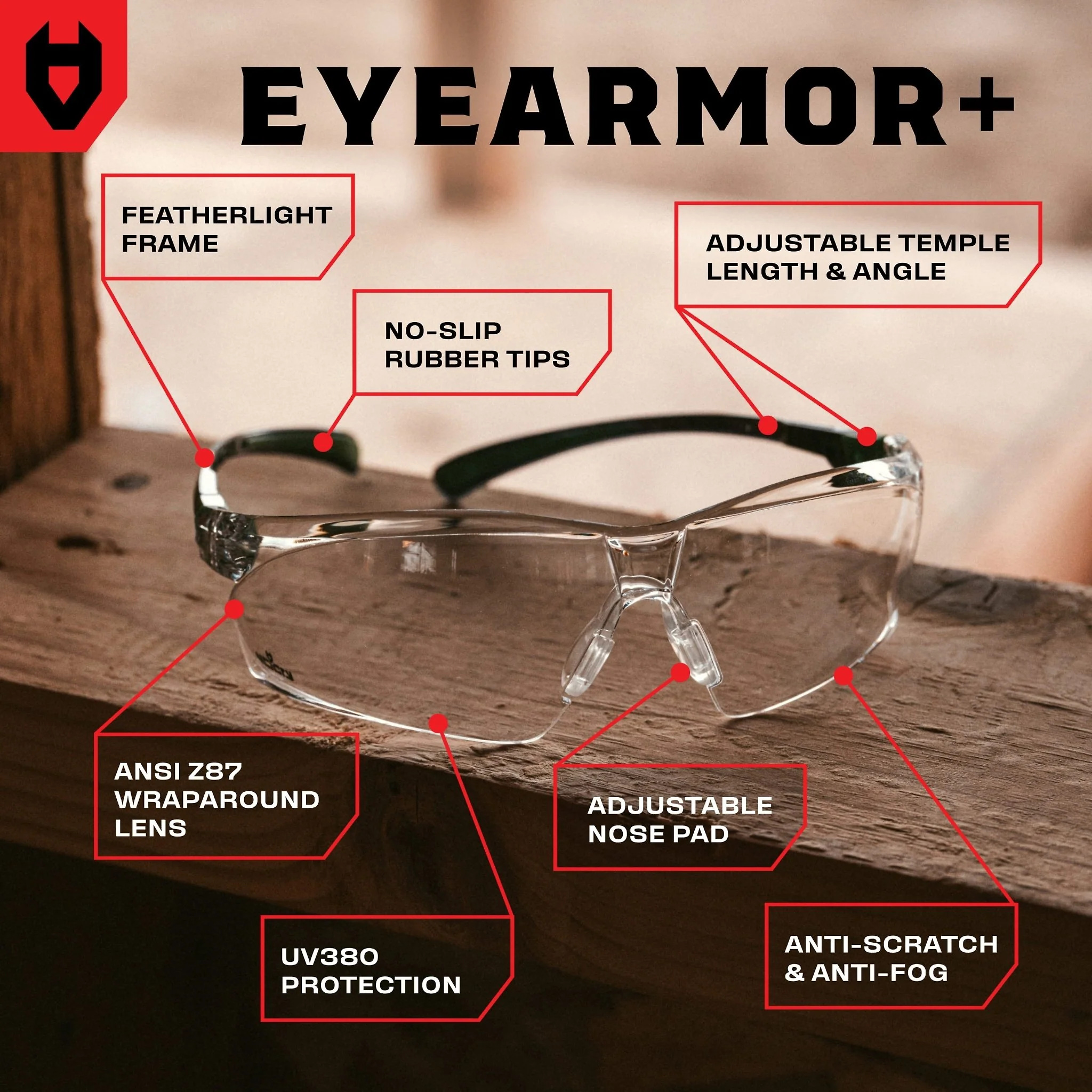 EyeArmor+ Adjustable Anti-Fog Safety Glasses