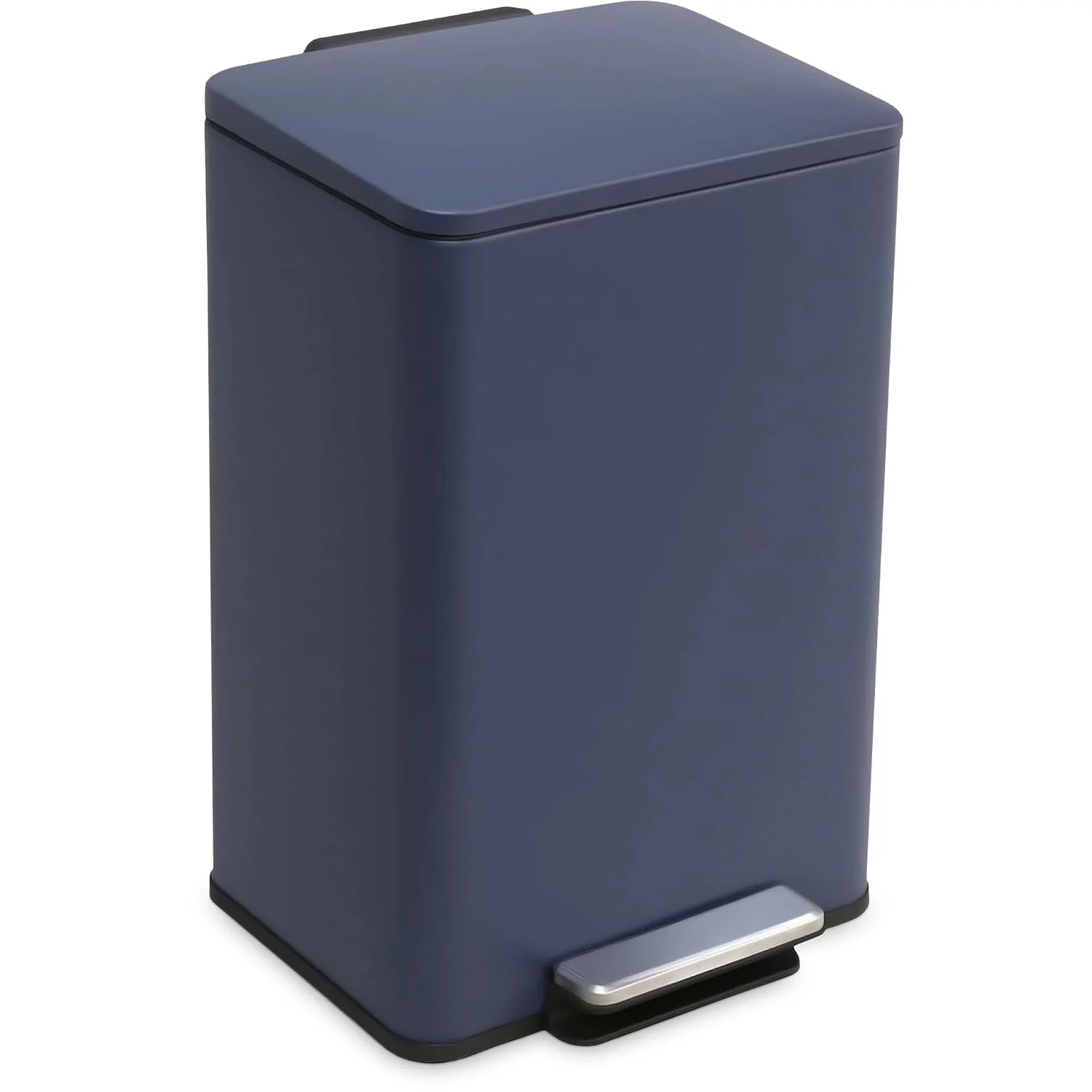 SIMPLI-Magic 13.2 Gallon/50 Liter. Kitchen Trash Can. Stainless Steel. Step-On Garbage Bin with Removable Inner Bucket for Kitchen. Office. and Bedroom. Blue