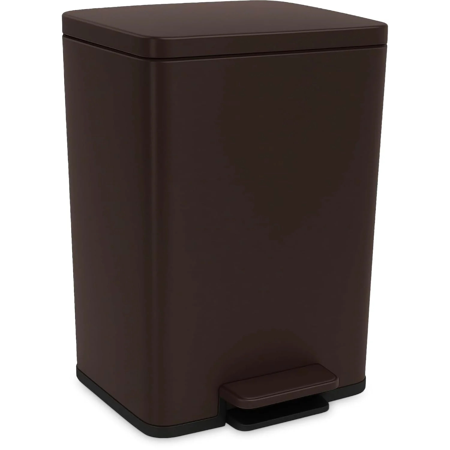 SIMPLI-Magic 13.2 Gallon/50 Liter. Kitchen Trash Can. Stainless Steel. Step-On Garbage Bin with Removable Inner Bucket for Kitchen. Office. and Bedroom. Brown