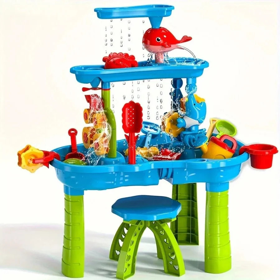 Adventure Play Table | All-in-One Sand and Water Table with Organized Zones | Safe and Durable Outdoor Fun