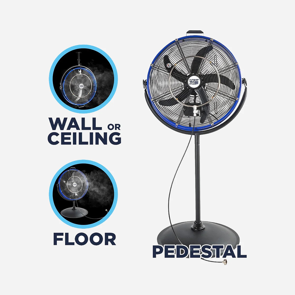 20 In. 3-Speed Tilting Outdoor Rated 3-IN-1 Pedestal Fan with Misting Kit