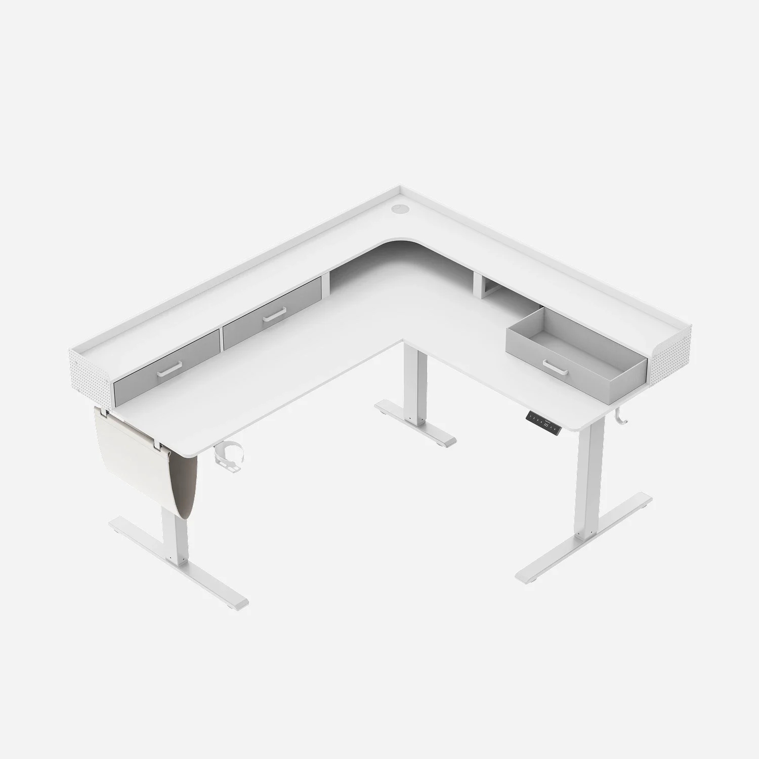 L-Shape With Drawer Standing Desk