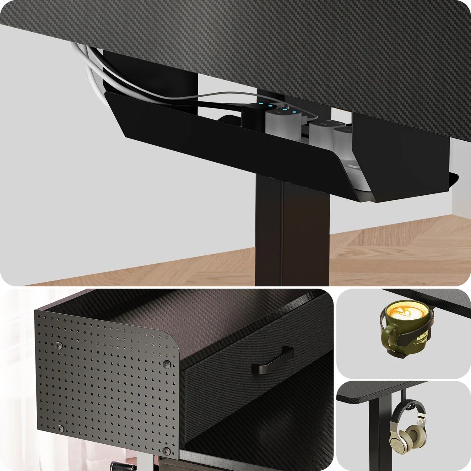 L-Shape With Drawer Standing Desk