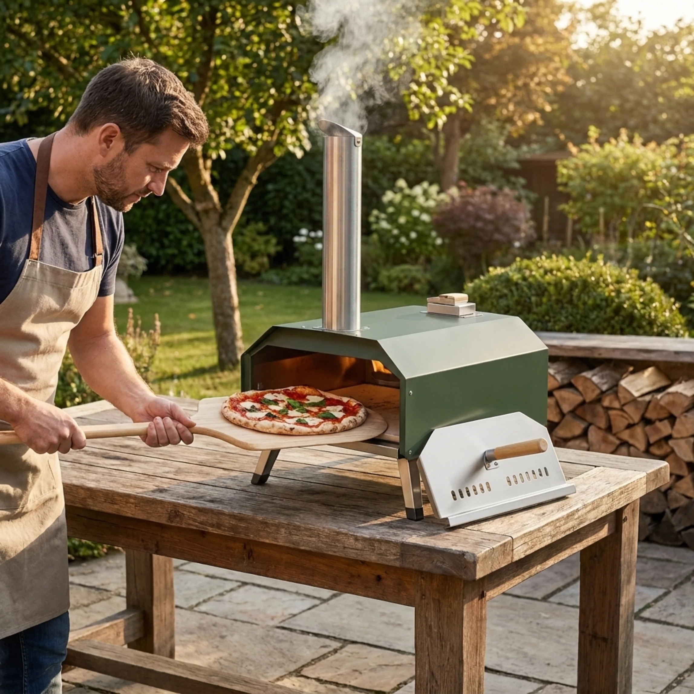 12 Inches Wood Fired Gas Pizza Oven Multi Fuel Burner Set Outdoor