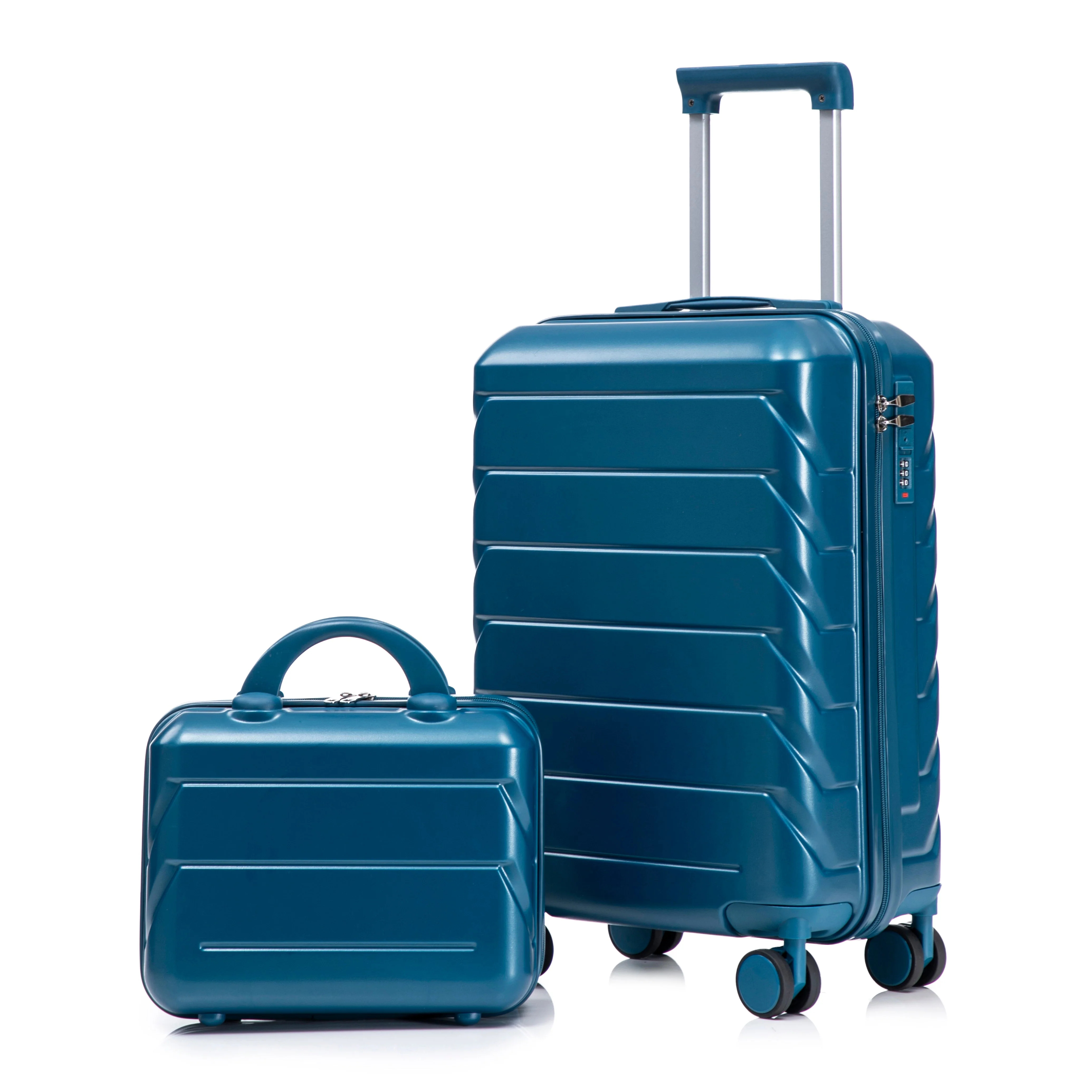 14/20 2-Piece ABS Spinner Wheel Luggage Set (Dark Blue)