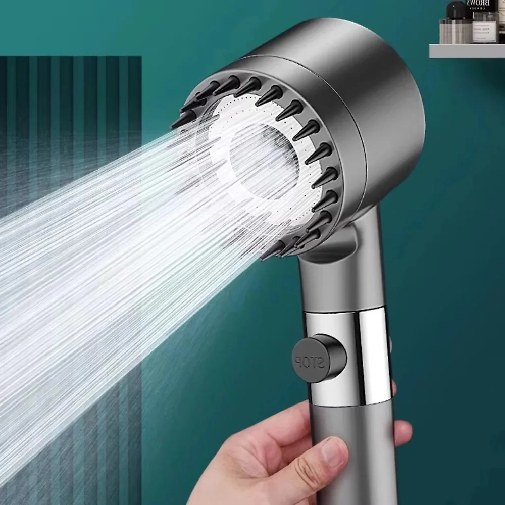 3 Mode Shower Head with Built In Filter and Massage Brush
