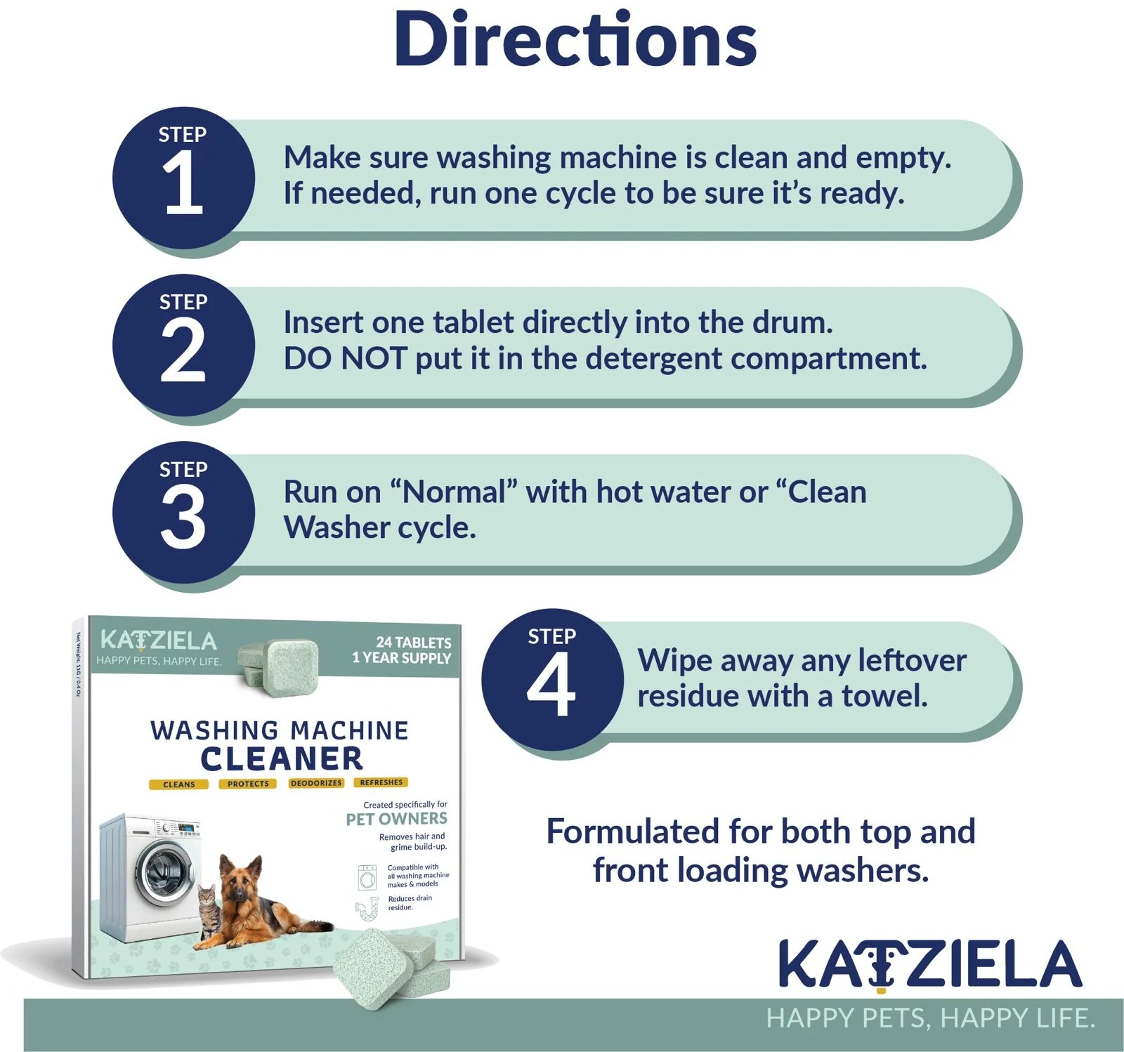 Washing Machine Cleaner Tablets Formulated for Pet Owners